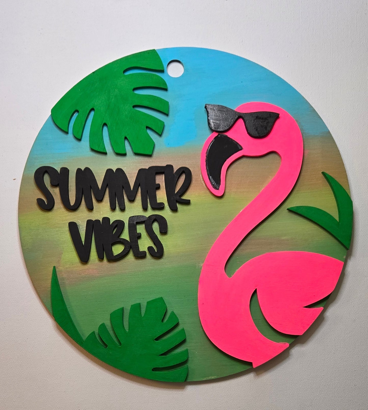 Flamingo summer Vibes Door hanger