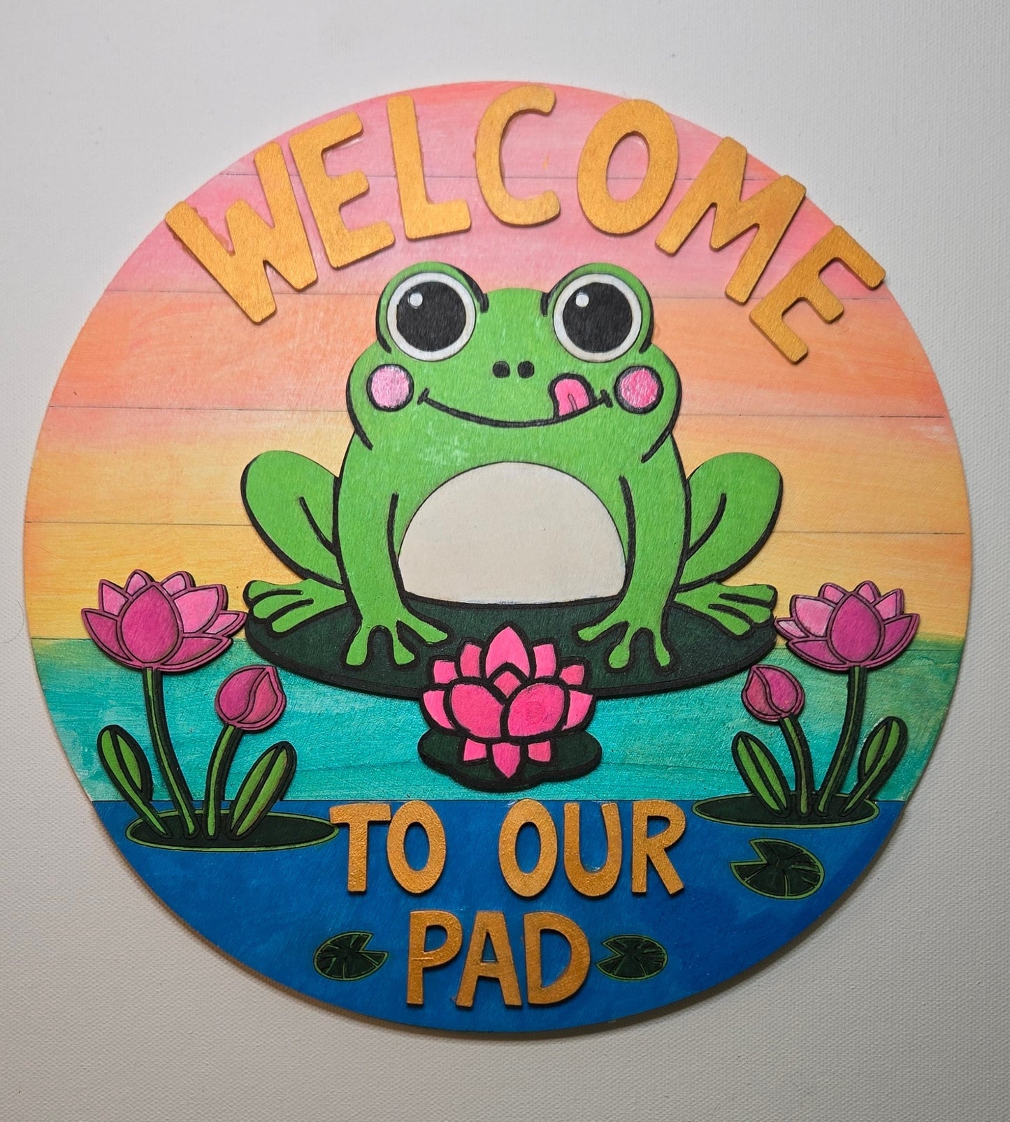 Frog on Lilypad door sign