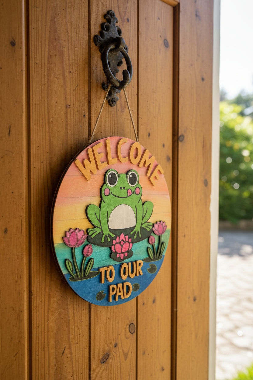 Frog on Lilypad door sign
