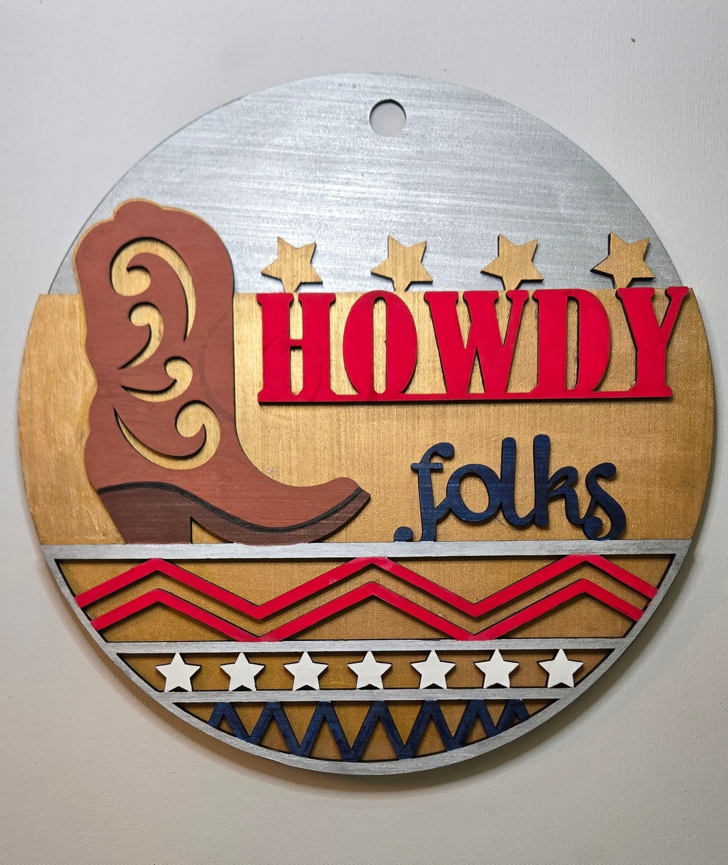 Howdy folks cowboy boot welcome sign