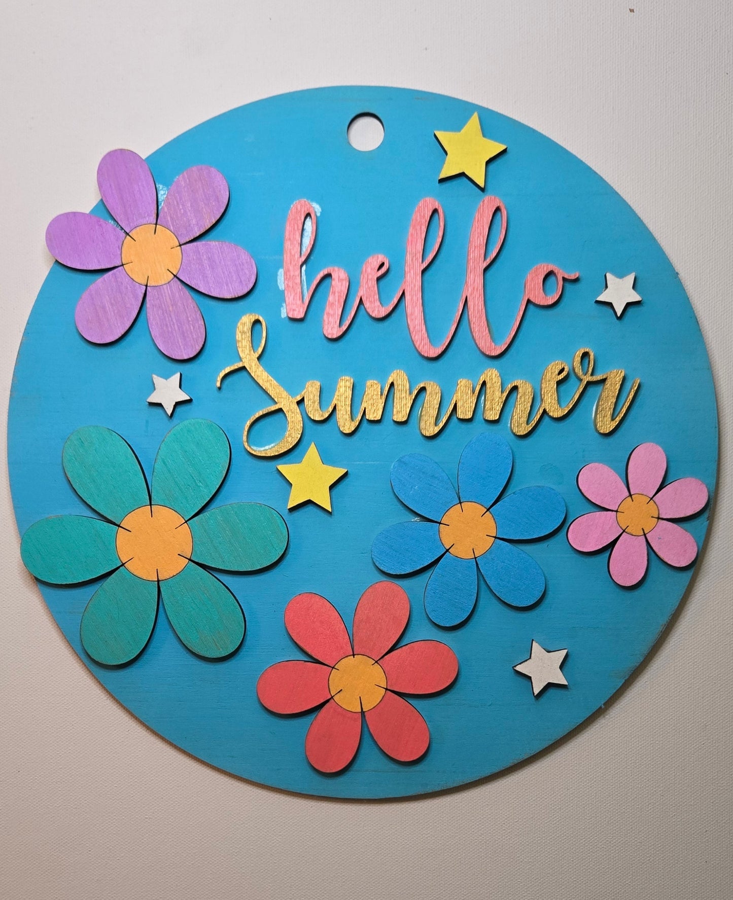 Hello summer Flowers hanging sign