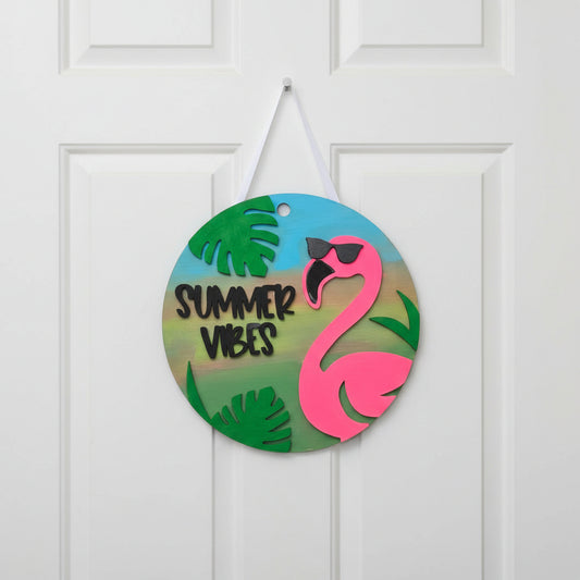 Flamingo summer Vibes Door hanger