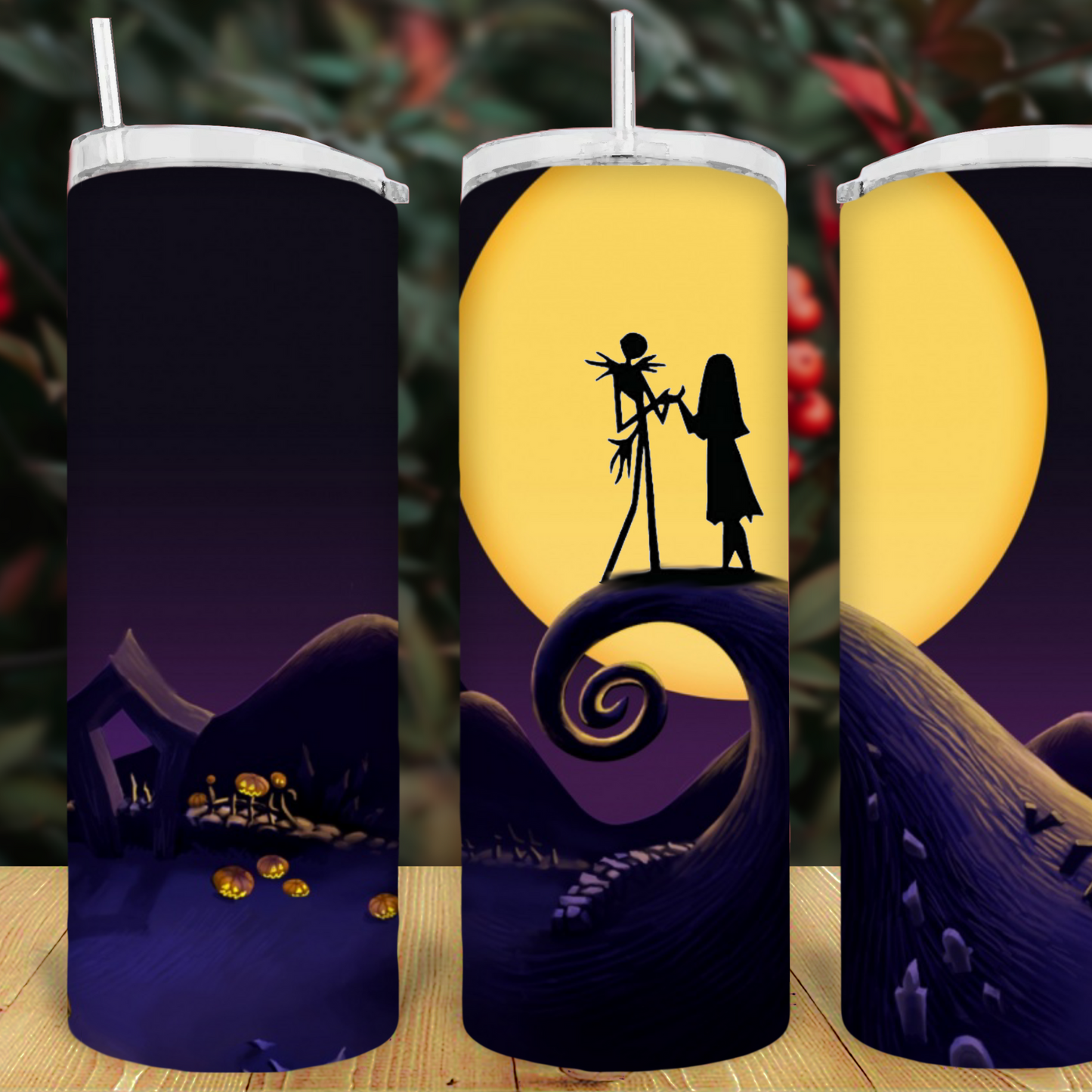 20 oz  Sublimation NMBC Jack and Sally Tumbler moon