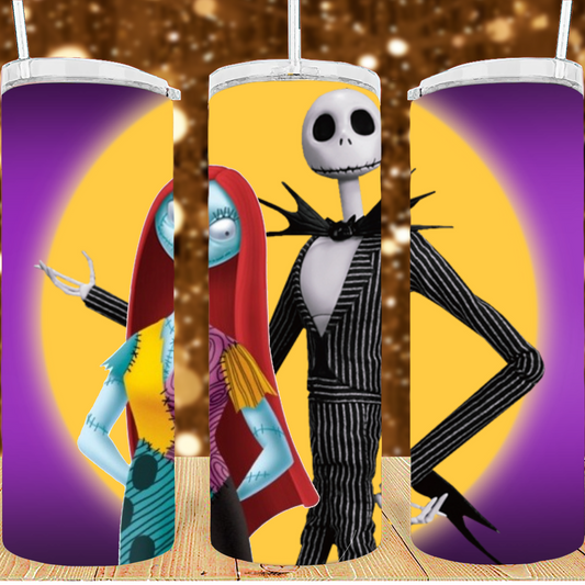 20 oz  Sublimation NMBC Jack and Sally Tumbler purple