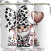 20 oz  Sublimation cow print gnome with heart balloon