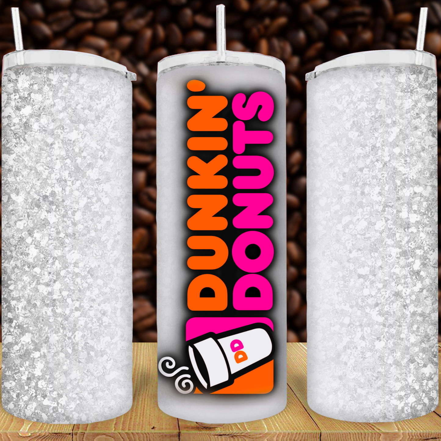 20 oz  Sublimation Dunkin sparkle vertical Tumbler