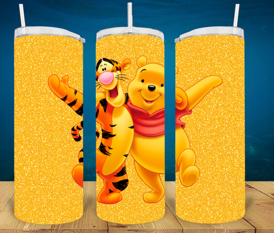 Cartoon Bear and Tiger Sublimation Tumbler